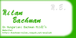 milan bachman business card